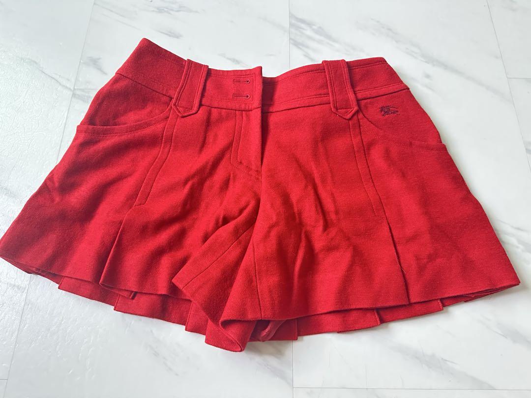 BURBERRY BLUELABEL Red Pleated Mini Skirt, Excellent Condition