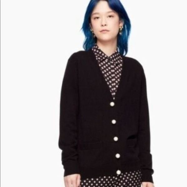Kate Spade Pearl Button Cardigan Black Size XS