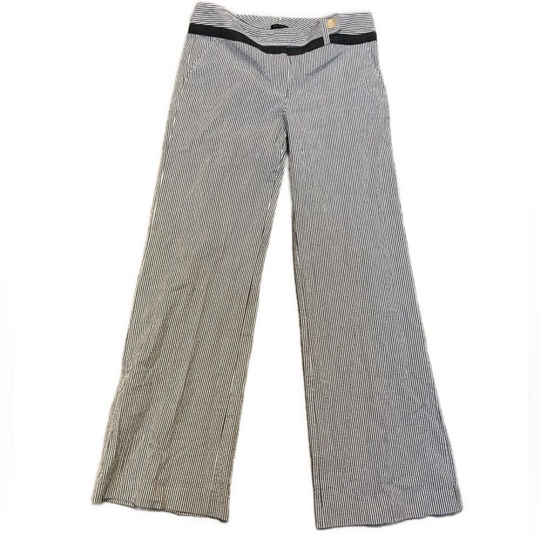 Magaschoni Women’s Seersucker Striped Nautical Wide Leg Pants- Size 10