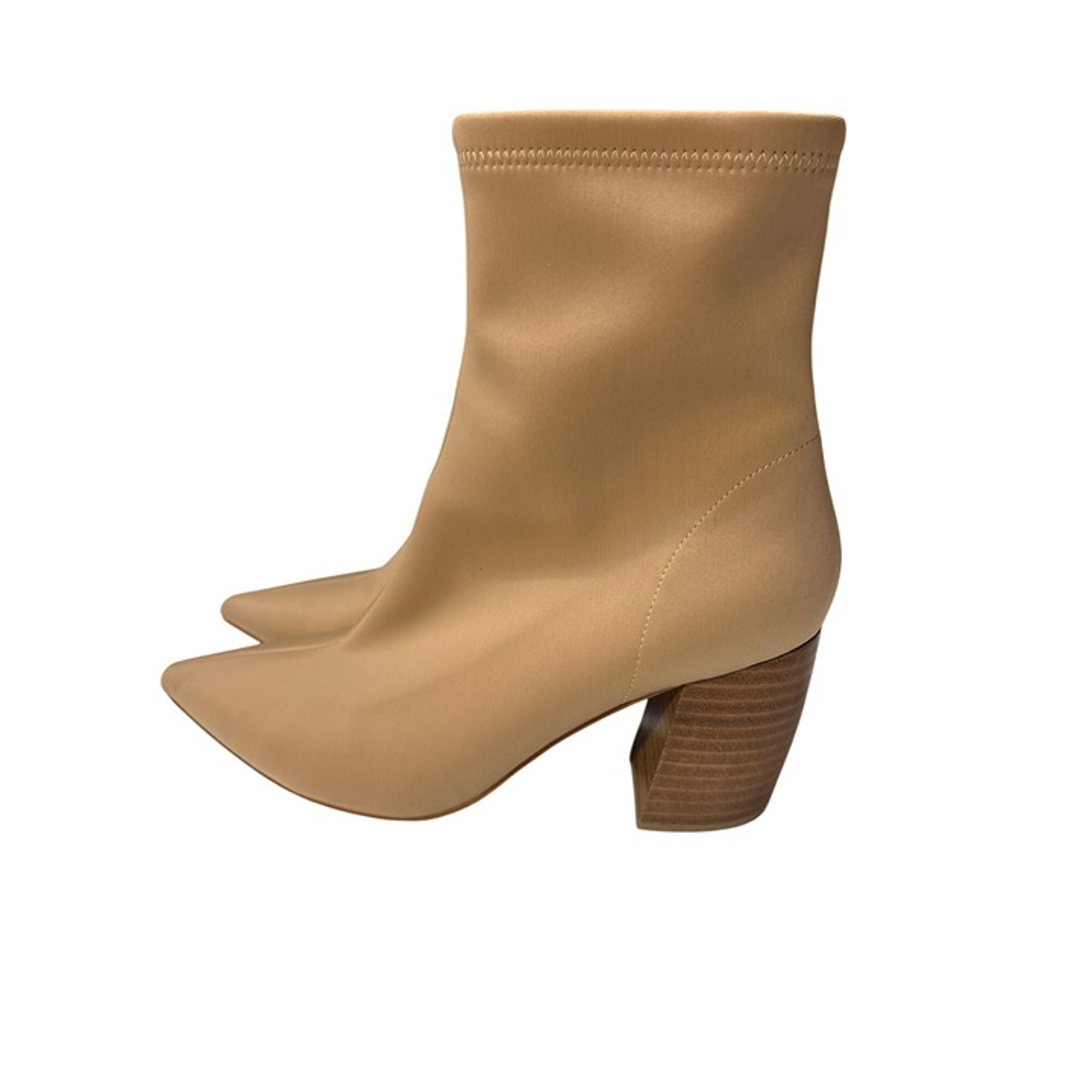 Jeffrey Campbell Coma Stretch Booties Beige Pointed Toe Block Heel Womens Size 8