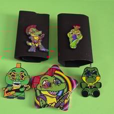 FNAF Monty Gator Assortment Enamel Metal Pin & Button Combo Set