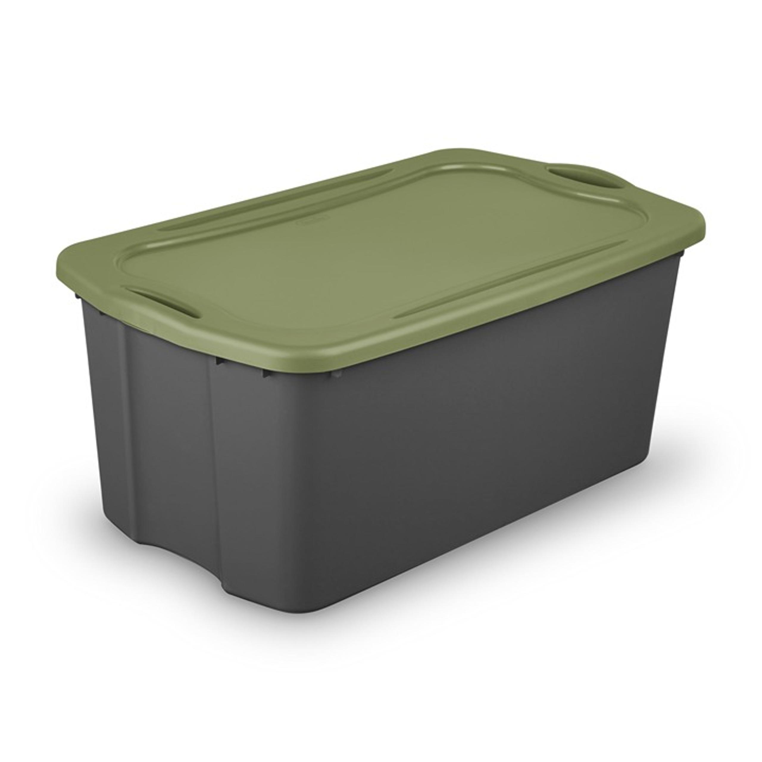 30 Gal. EZ Carry, Clear Plastic Storage Bin, Full-Grip Handles, Green - Sterilite