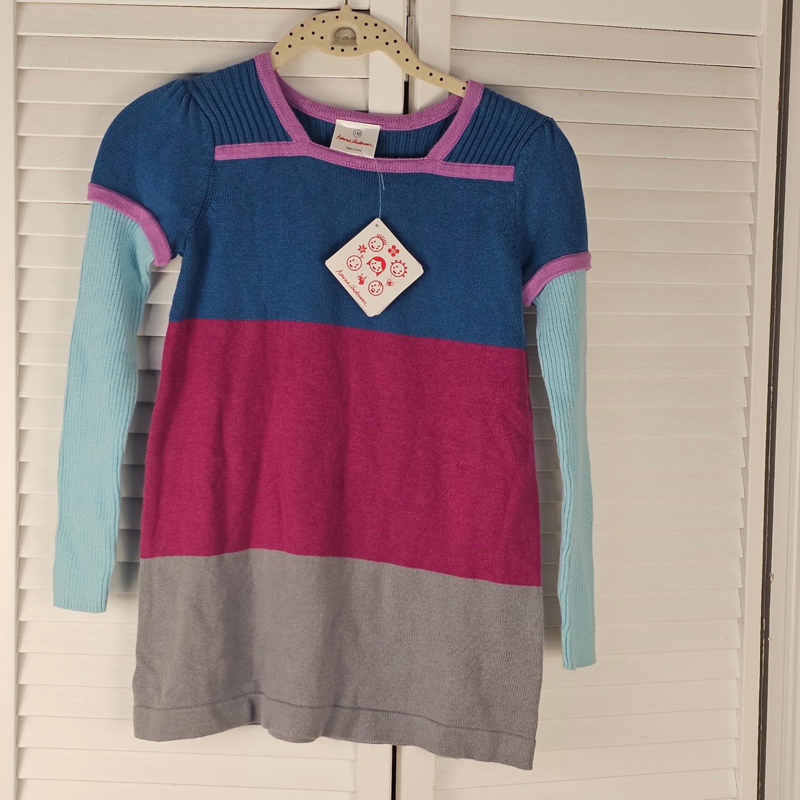 NWT Hanna Andersson Girls Multicolor Striped Sweater Dress 130 7 8 9