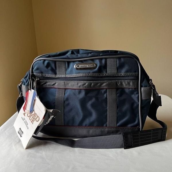 Vintage American Tourister Travel Bag NEW Duffel Messenger Shoulder Strap Blue