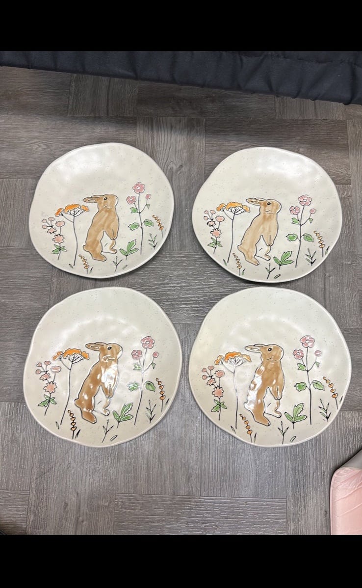 New! Spring Bunny Dinnerware salad plates Collection