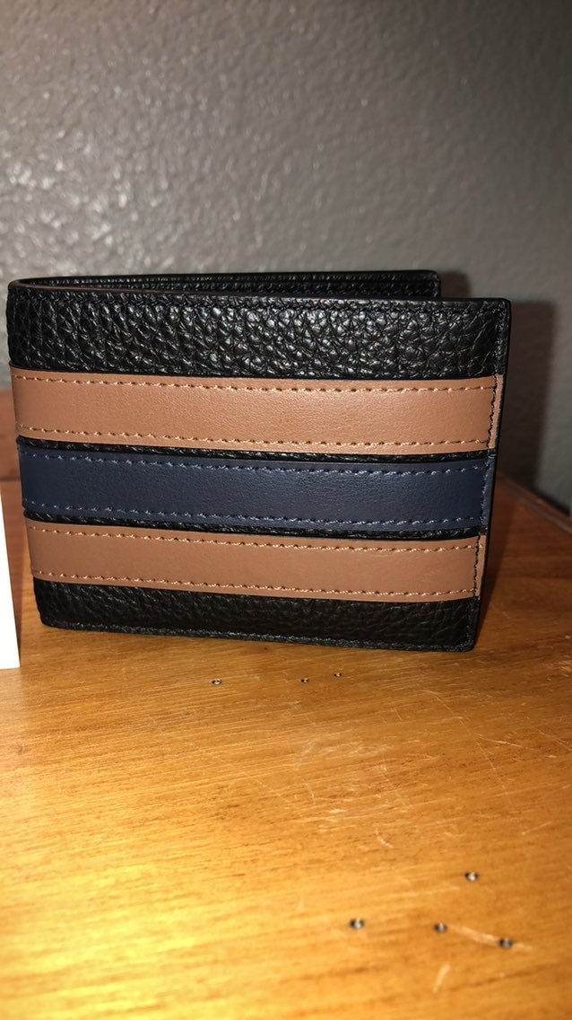 Coach Slim Varsity Stripe Leather Wallet