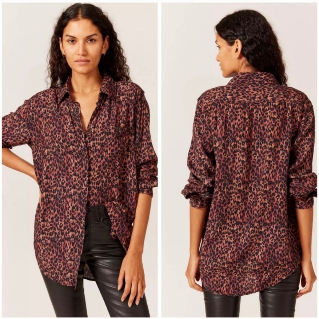 Nwt Solid & Striped The Oxford Leopard Print Linen Shirt