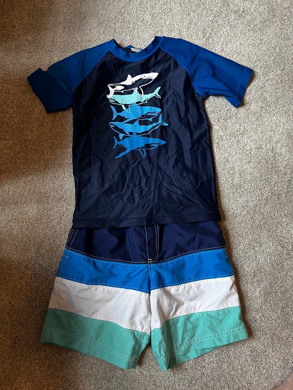 Hanna Andersson size 140 boys swim set (trunks and rash guard)