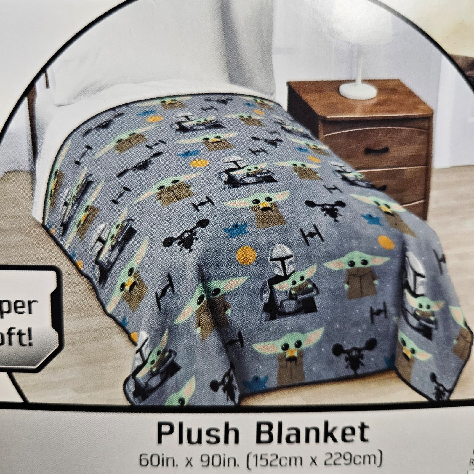 Baby Yoda plush super soft blanket 60x90 twin/ full size Mandalorian Star Wars