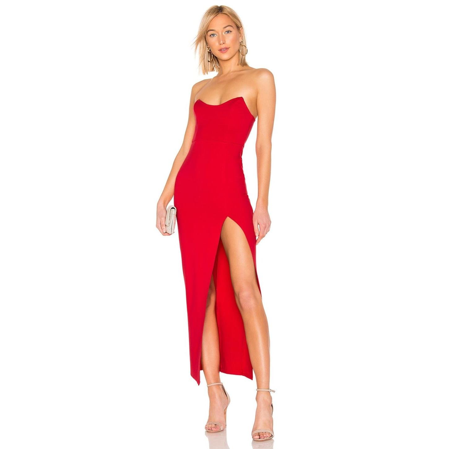 Superdown Ryleigh Strapless Maxi Dress in Red,Size M