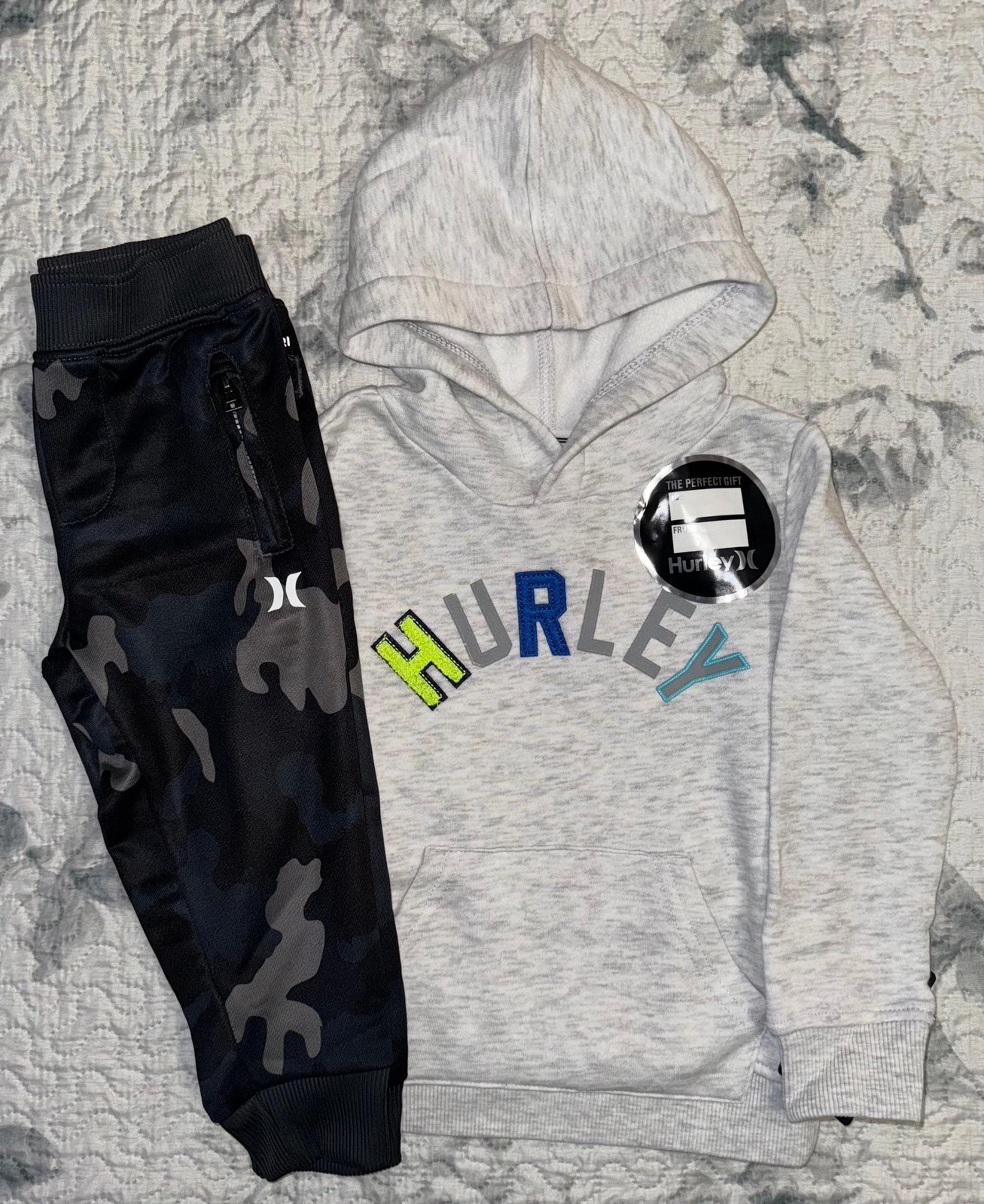 Boys Toddler Hurley Light Gray Hoodie & Gray Camo Pants Set Sz/ 2T