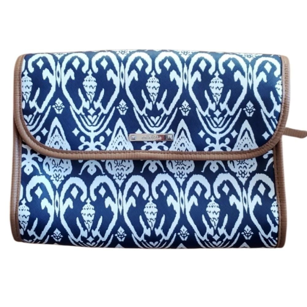 Stella +Dot Navy & White Ikat Makeup and Jewelry Travel Organizer