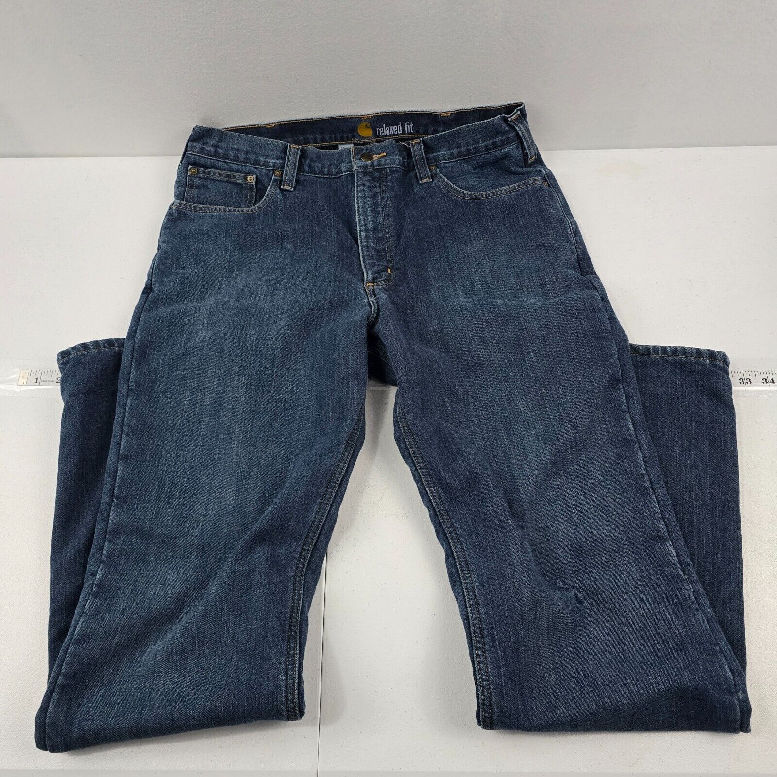 Carhartt Flannel Lined Jeans black denim mens fleece 36x36 102803 blue 4831