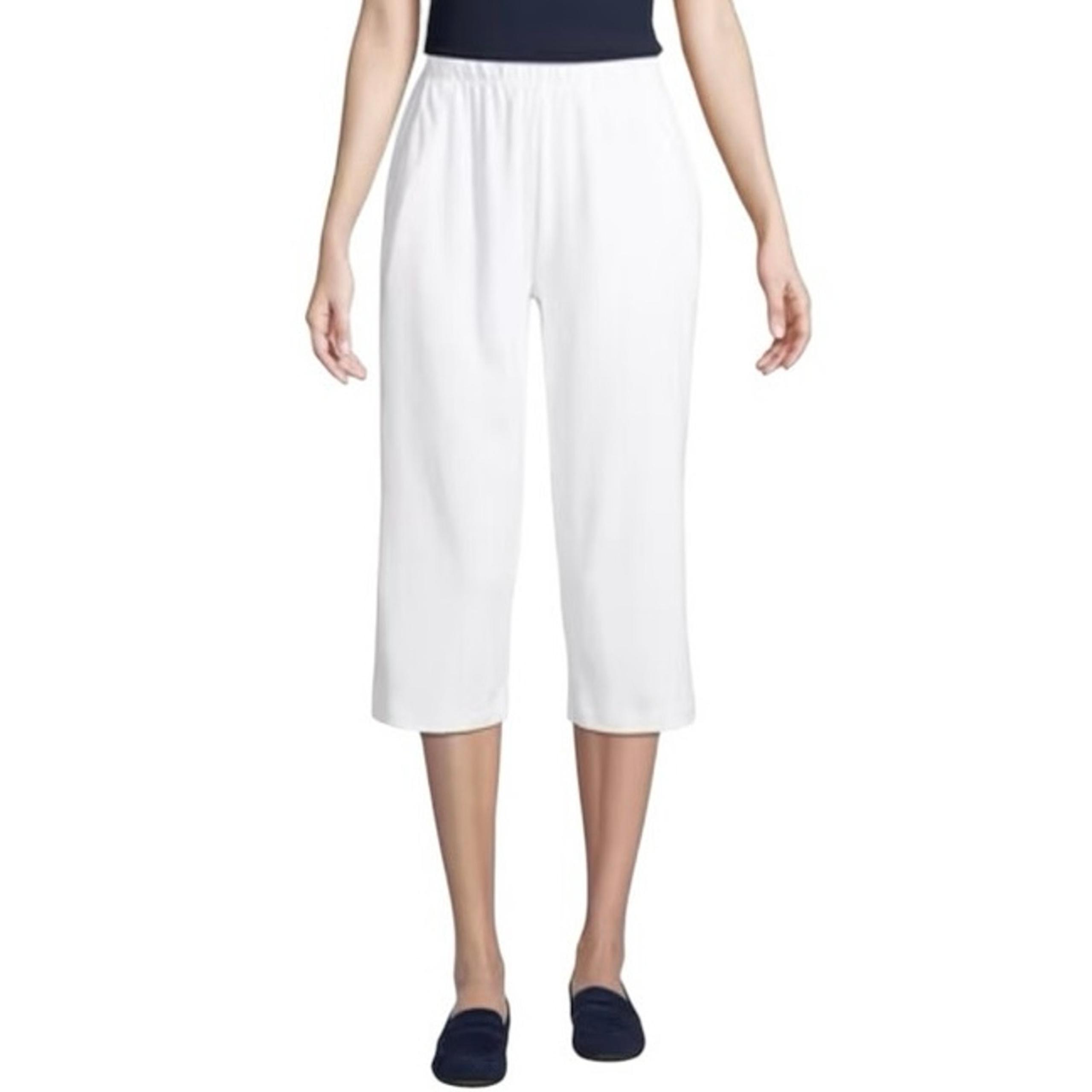 LANDS END NWOT Sport Knit High Rise Elastic Waist Capri Pants Size 1X White