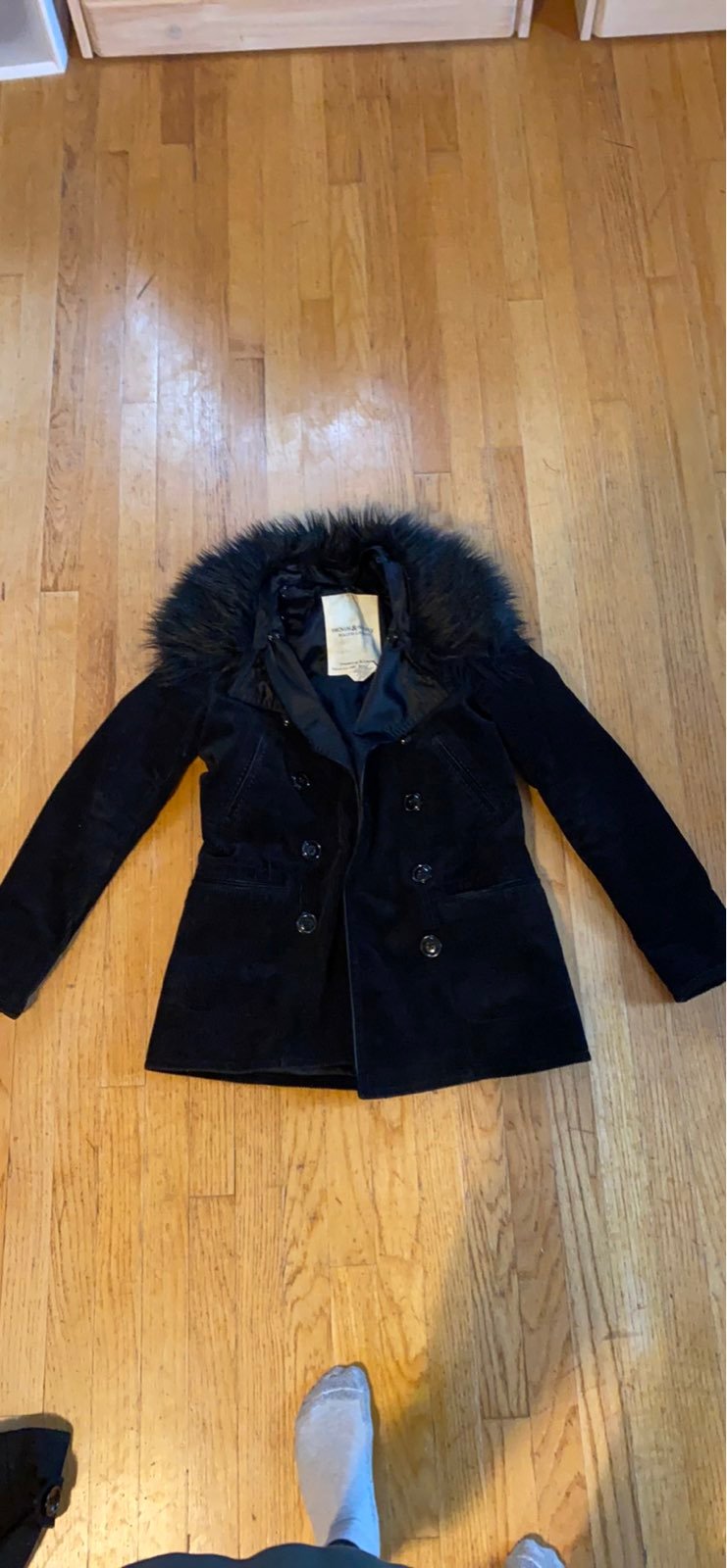 Ralph Lauren black fur collar jacket