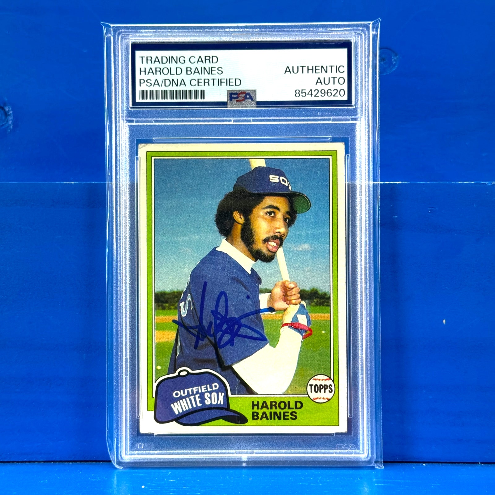 HAROLD BAINES Autographed Vintage 1981 Topps Rookie Card HOF PSA Auto Chicago RC