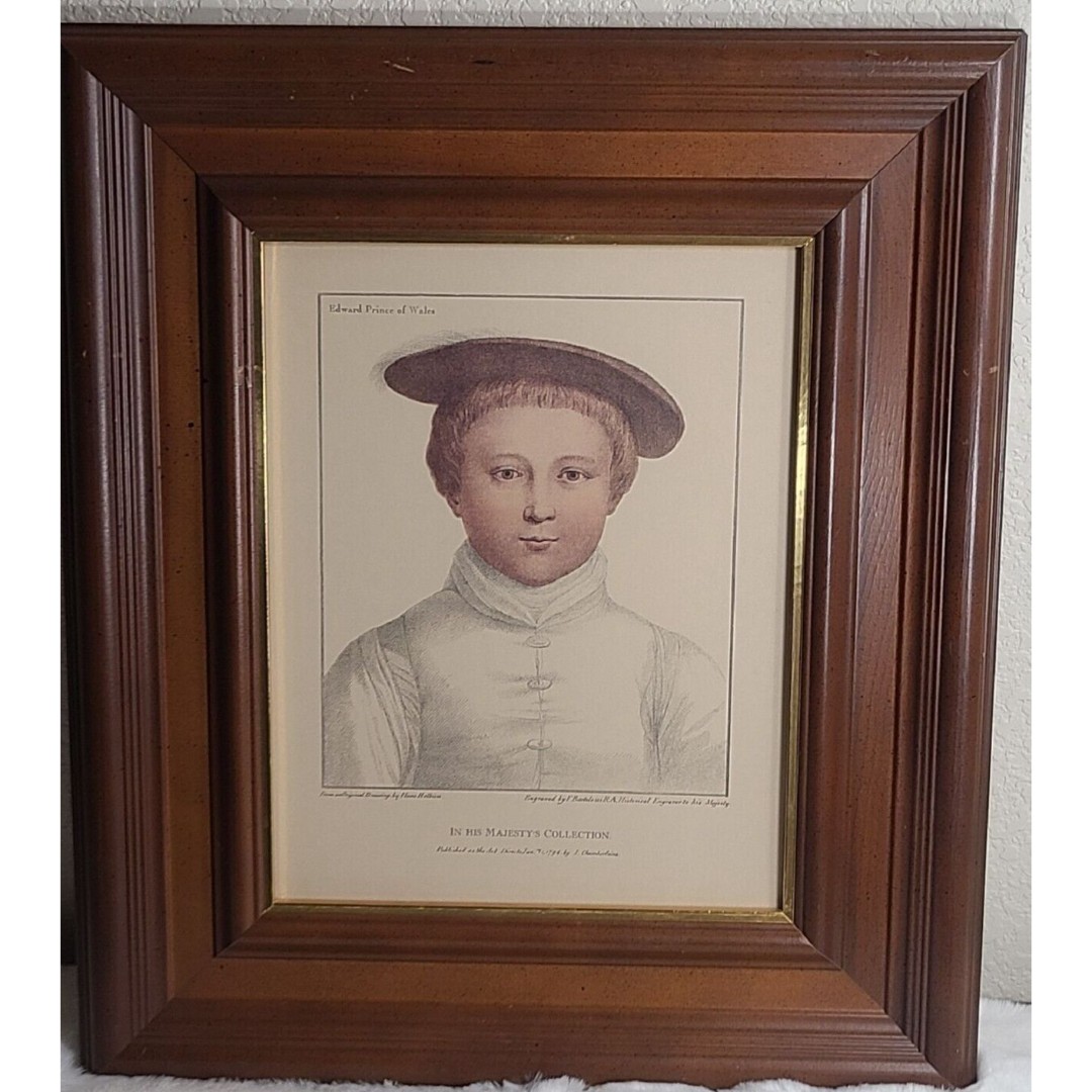 Orig. Portrait Engraving From a Drawing by Hans Holbien Edward Prince of Wales