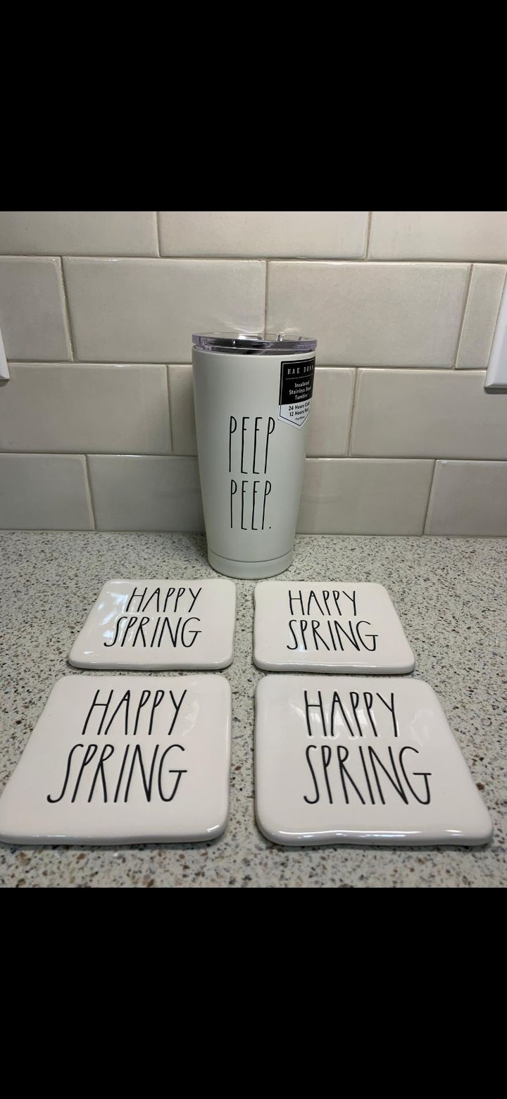 Rae Dunn Tumbler and coasters!!