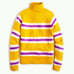 J. Crew Yellow and Purple Striped Turtleneck Wool Sweater