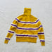 J. Crew Yellow and Purple Striped Turtleneck Wool Sweater