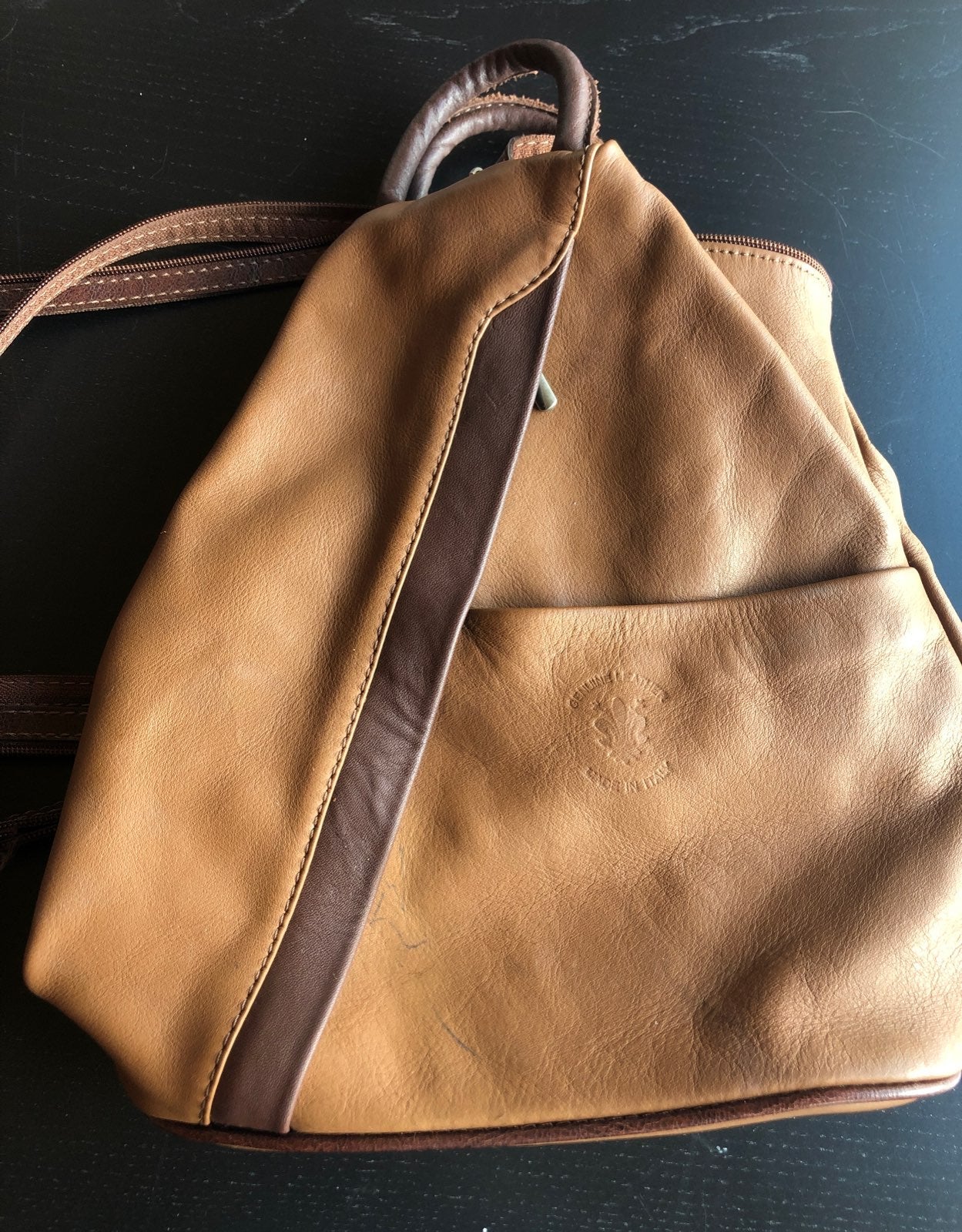 Italian leather backpack handbag