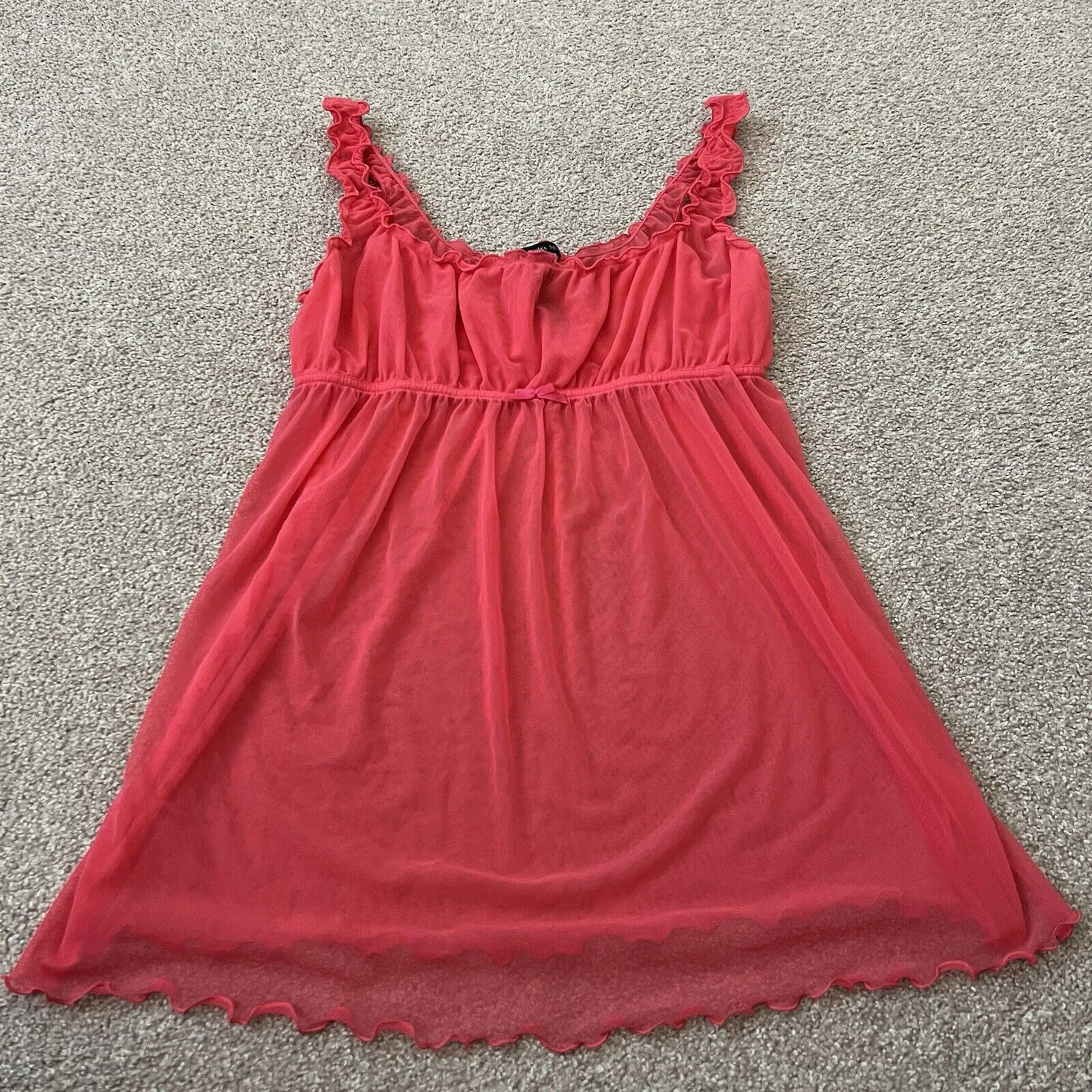 Vintage Y2K Victoria’s Secret Babydoll Pink Coral Sheer Slip Dress Women’s M