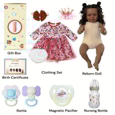 20 Inch 50cm Open Eyes Kiki Realistic Baby, Black Skin With Hair Doll