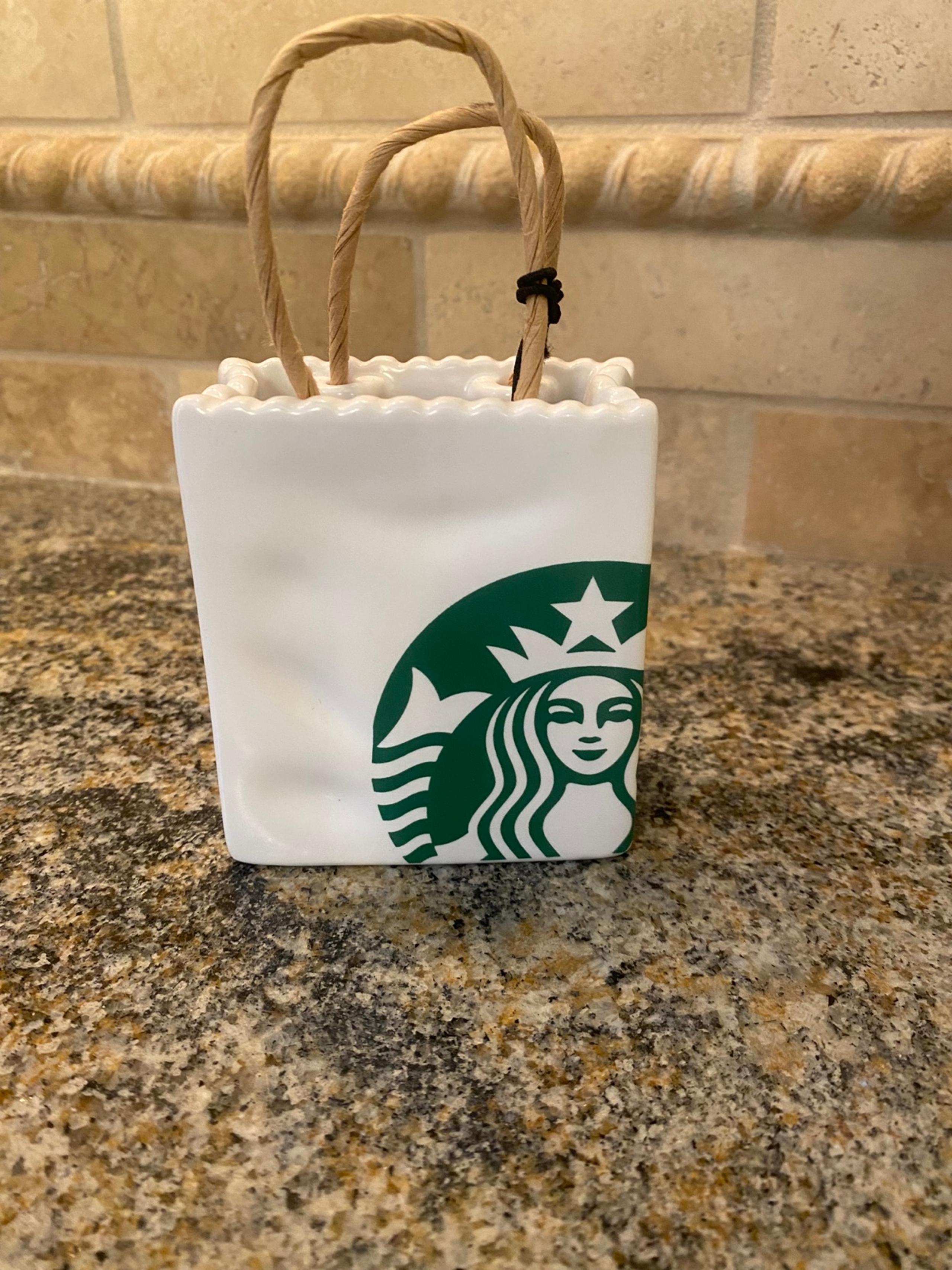 Starbucks Ceramic Gift Cars Holder With Raffia Handles (gift Card Not Included)