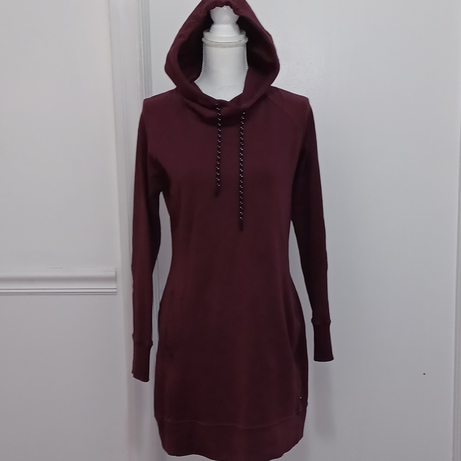 American Giant Womens Hoodie Dress Sz Small Dk Purple Cotton Pockets