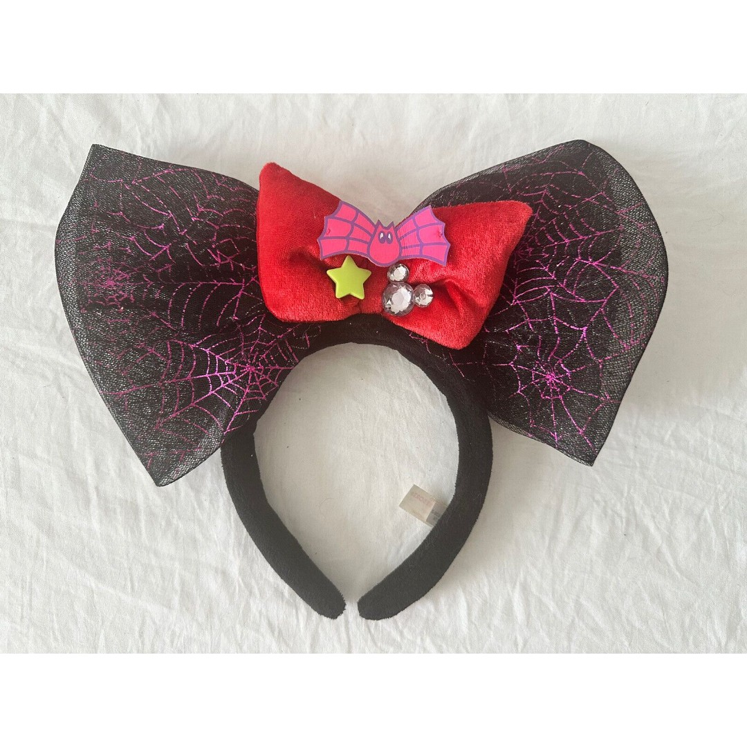 Tokyo Disney Resort Headband ears Halloween Minnie Mouse spiderweb ribbon TDR