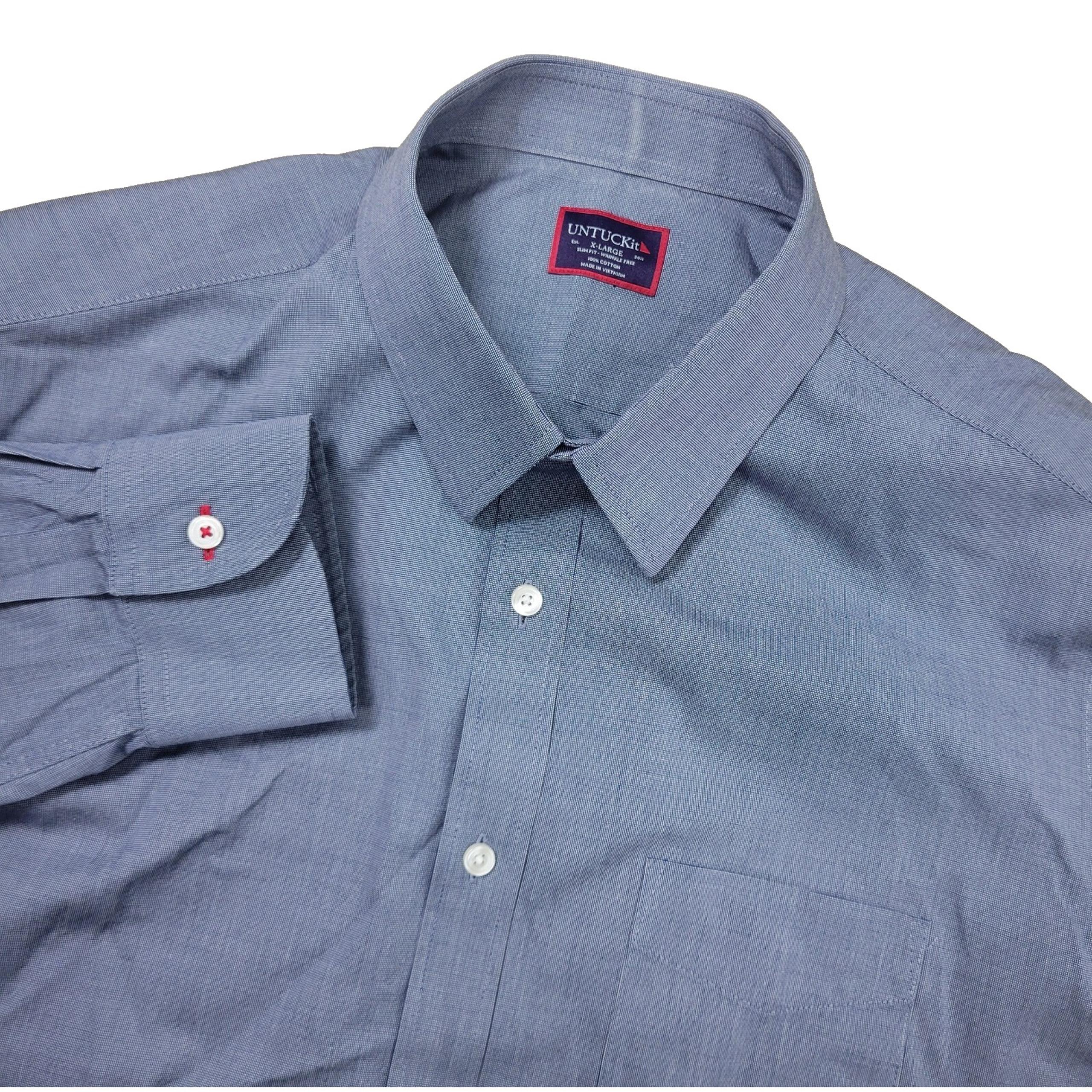 Untuckit Slim Fit Wrinkle Free Mens XL Gray Button Up Long Sleeve