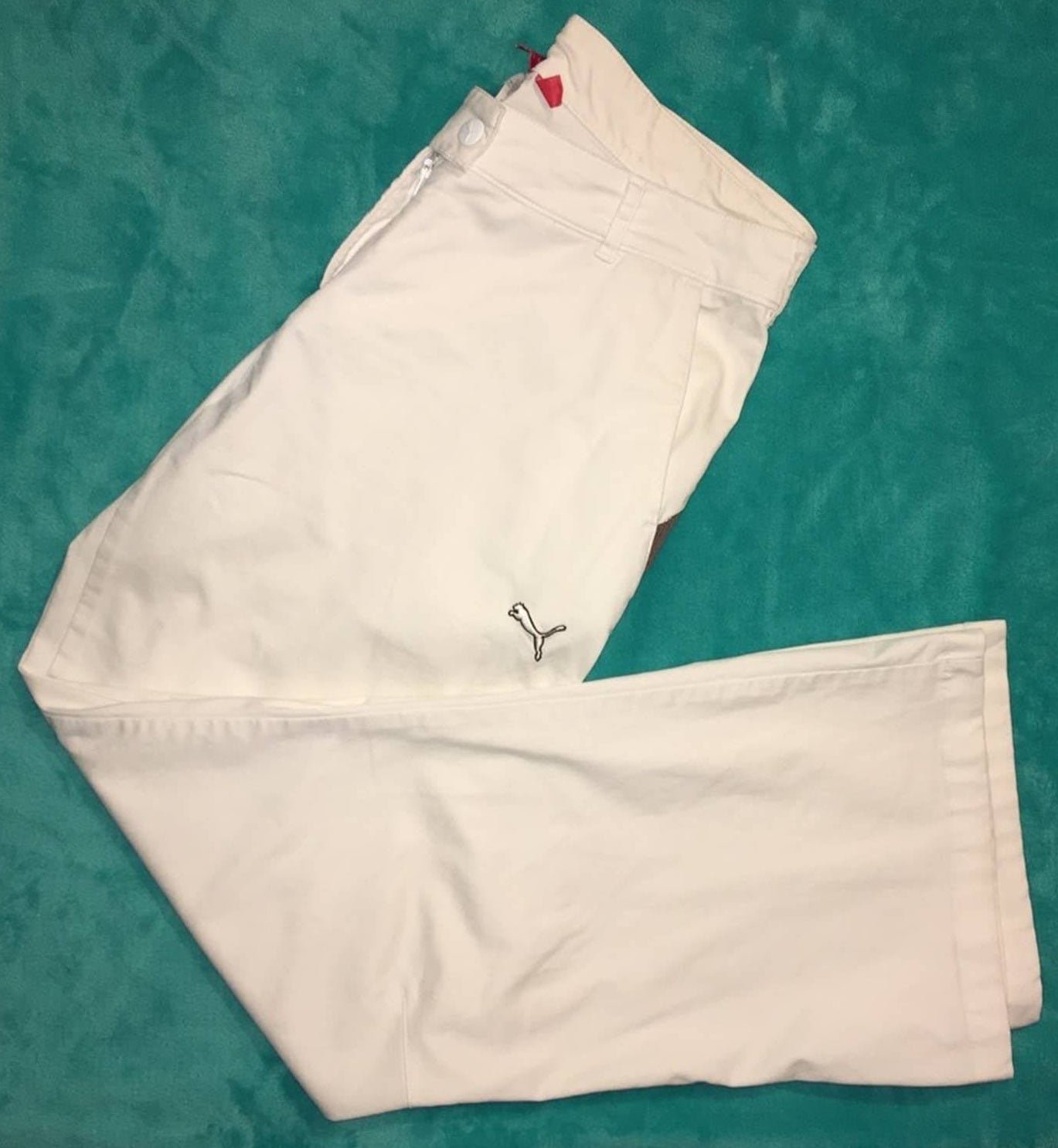 PUMA Medium White 2 Slash Pockets Zipper & Snap Button Fly Stretch Golf Pants