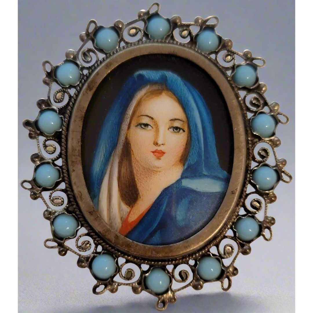 Vintage 800 Virgin Mary Mother of God Brooch