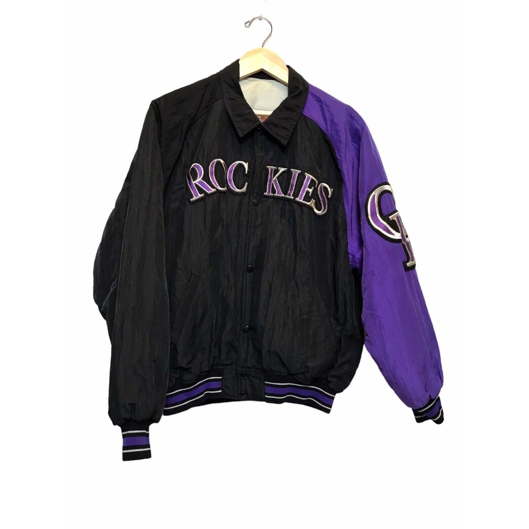Vintage Colorado Rockies Starter Diamond Collection Jacket Button Up Bomber L