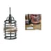 LNC Faux-Wood and Black Rustic Farmhouse Industrial Mini Pendant Cage Light