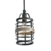 LNC Faux-Wood and Black Rustic Farmhouse Industrial Mini Pendant Cage Light