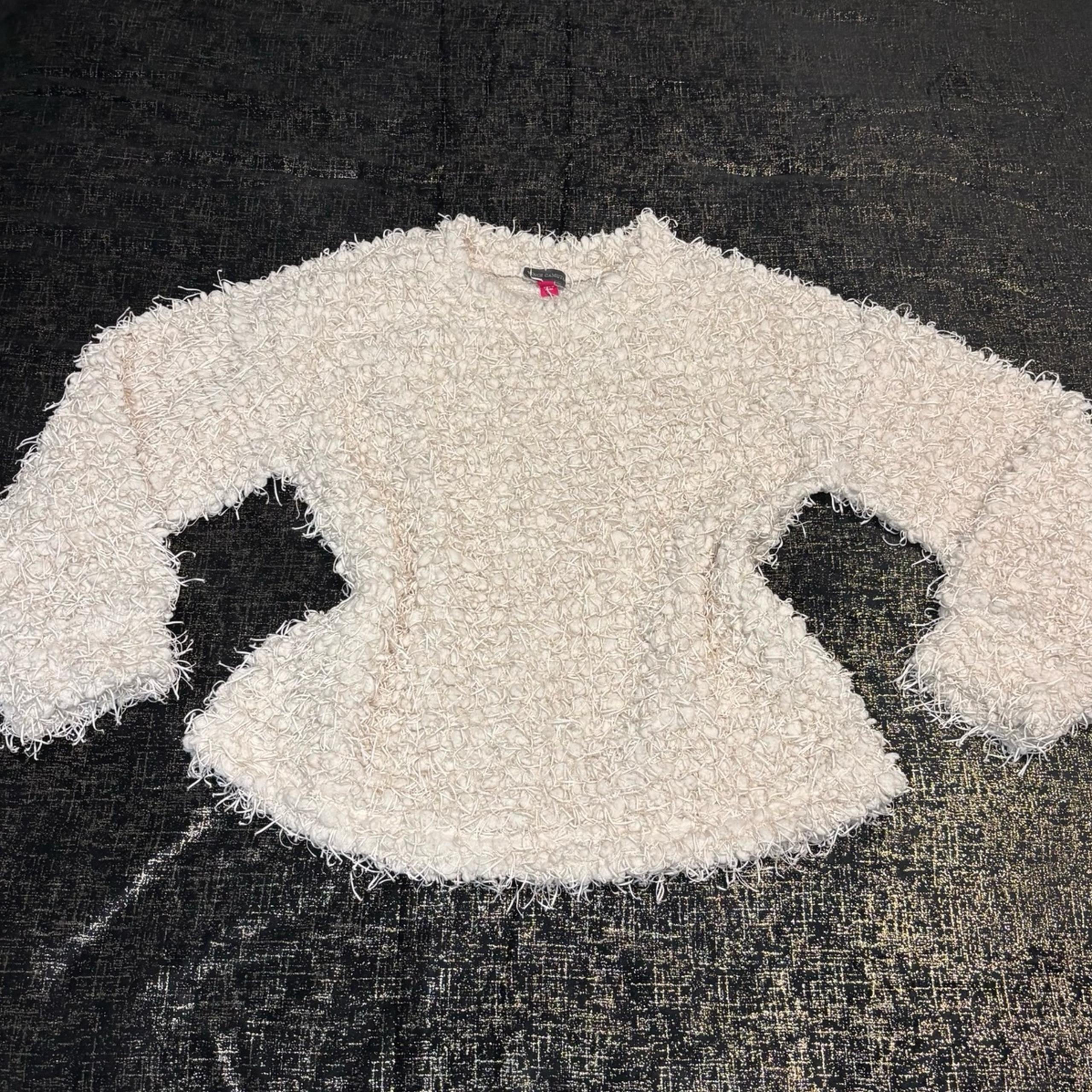 Vince Camuto Women Ivory Mock Neck Fuzzy Sweater