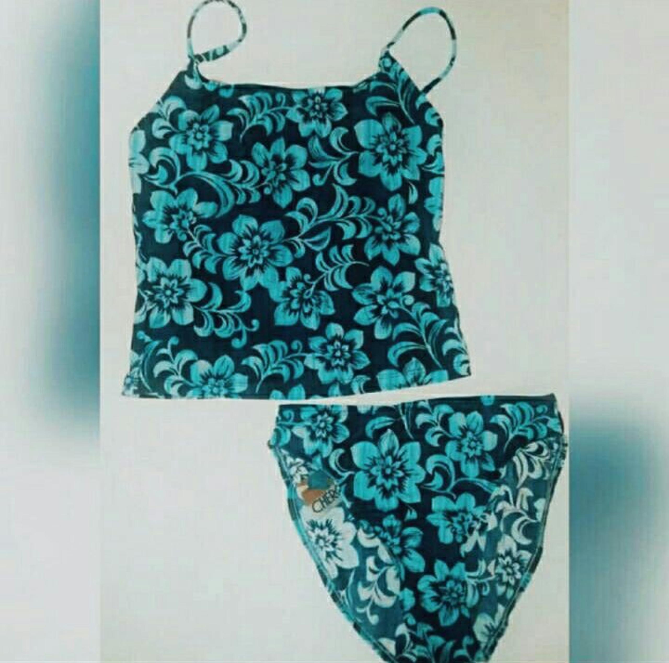 NWT Blue Floral Two Piece Tankini Bikini