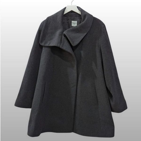 Cinzia Rocca A-lined Charcoal Grey Wool & Angora Blend Coat Women's Size 16