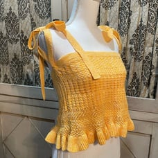 Anthropologie Creamsicle Ruffle Hem w/Ties Crotchet Halter Top *SAMPLE SALE* S