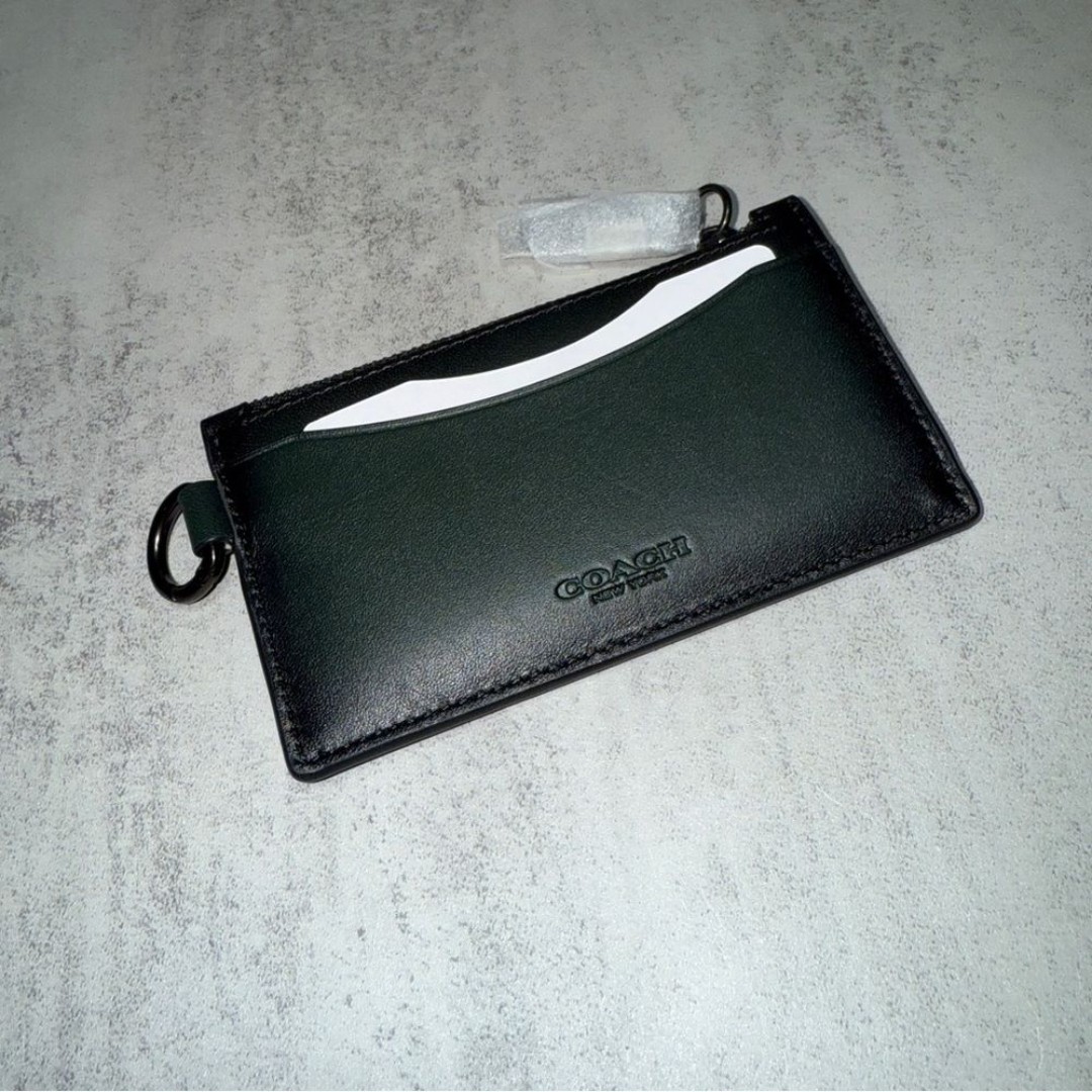 Coach Men's Zip Card Case Leather Wallet Amazon Green CM376 125 Retail
