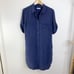 Equipment Femme Navy Blue Button Down 100% Silk Dress Size Medium