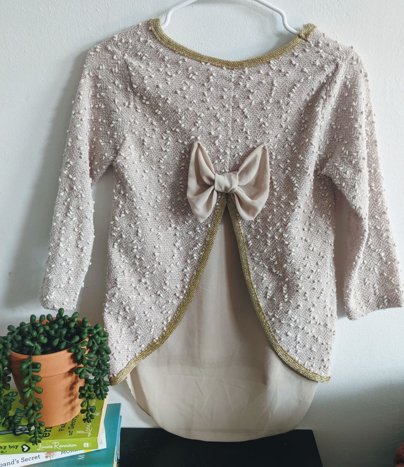 Cream Bowtie Back Knit Dress Top
