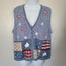 Bobbie Brooks Vintage XL Blue Knit Vest Stars Flag Red White Patriotic American