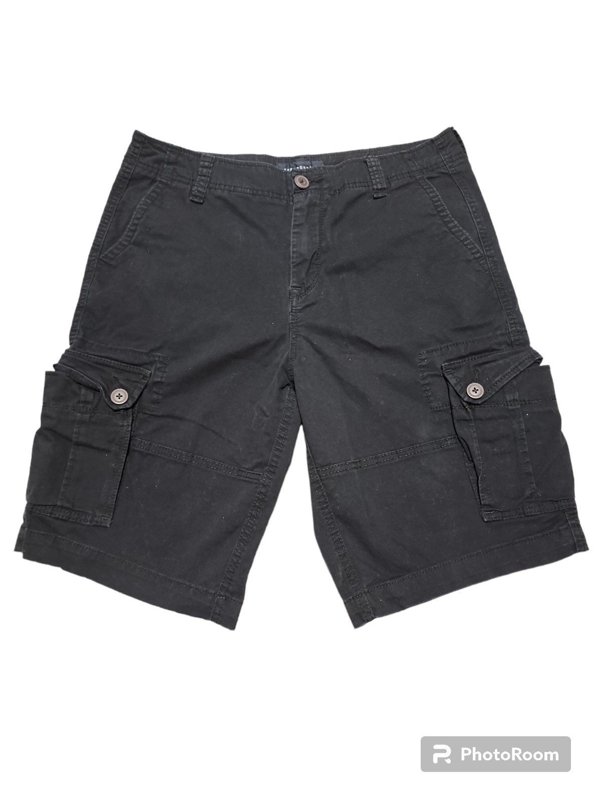 Aeropostale Cargo Shorts Men Size 31 Black Flat Front Zip Button Pockets