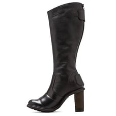 Dr. Martens Women's Ava Black Tall Heeled Biker Black Nappa Buckle Boots US 7