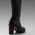 Dr. Martens Women's Ava Black Tall Heeled Biker Black Nappa Buckle Boots US 7