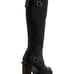 Dr. Martens Women's Ava Black Tall Heeled Biker Black Nappa Buckle Boots US 7