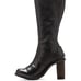 Dr. Martens Women's Ava Black Tall Heeled Biker Black Nappa Buckle Boots US 7