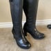 Dr. Martens Women's Ava Black Tall Heeled Biker Black Nappa Buckle Boots US 7